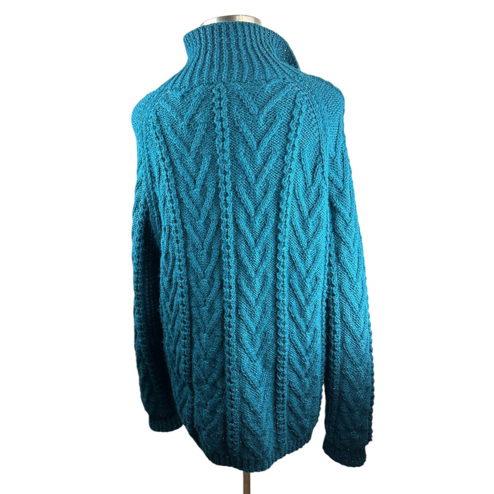 An Irish Traditional Handknit Cardigan Fisherman Sweater Pure New Wool Ireland - Picture 5 of 16